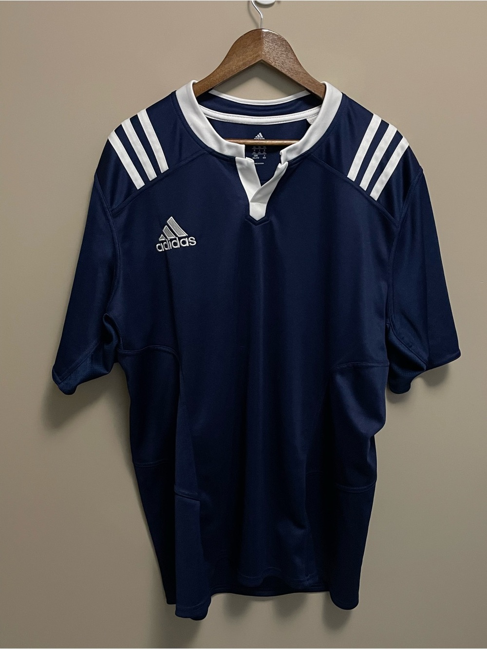 adidas Navy and White Men’s Rugby Shirt 3XL